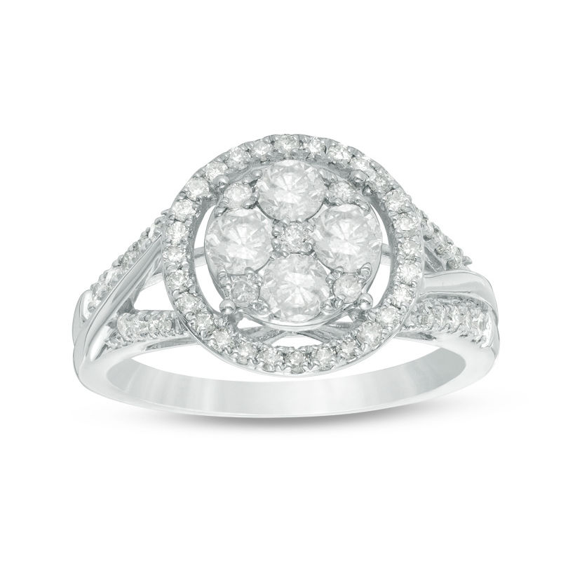 Main Image 1 of 1 CT. T.W. Composite Diamond Frame Engagement Ring in 10K White Gold