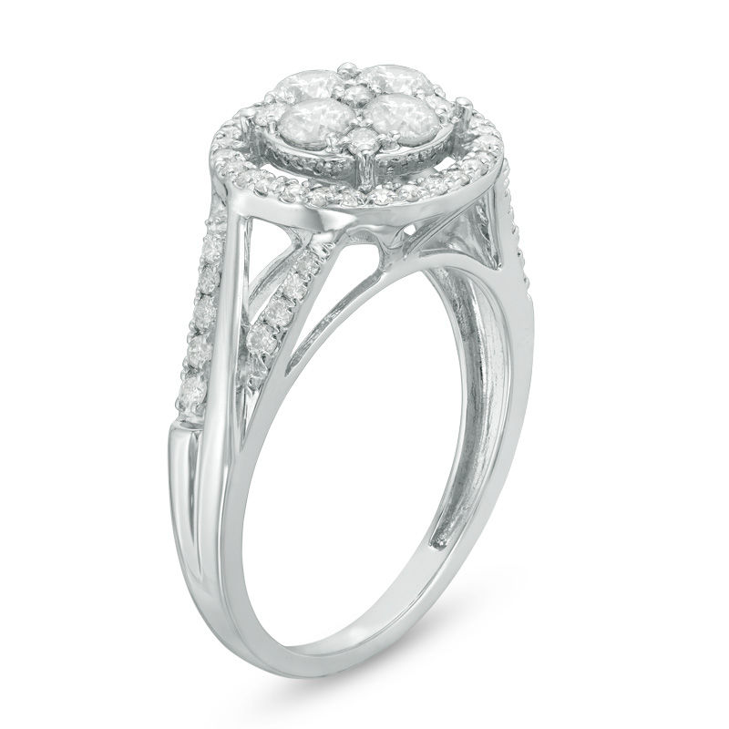 Main Image 2 of 1 CT. T.W. Composite Diamond Frame Engagement Ring in 10K White Gold