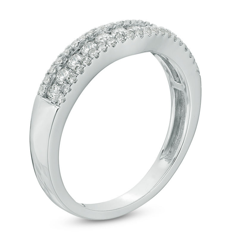 Main Image 2 of 1/2 CT. T.W. Diamond Triple Row Contour Wedding Band in 10K White Gold