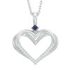 Thumbnail Image 0 of The Kindred Heart from Vera Wang Love Collection Diamond Accent and Blue Sapphire Pendant in Sterling Silver