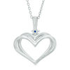 Thumbnail Image 1 of The Kindred Heart from Vera Wang Love Collection Diamond Accent and Blue Sapphire Pendant in Sterling Silver
