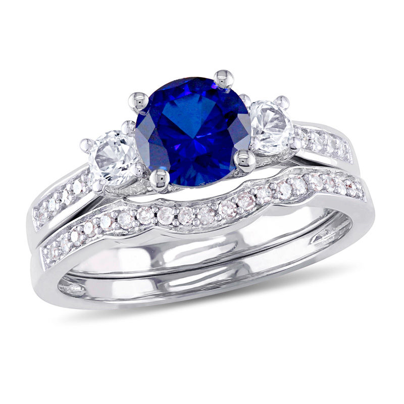 Blue sapphire sales wedding set