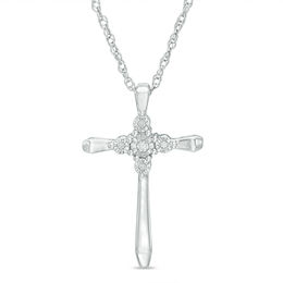 Diamond Accent Cross Pendant in Sterling Silver