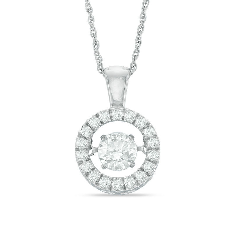 Main Image 1 of 6.5mm Lab-Created White Sapphire Circle Pendant in Sterling Silver