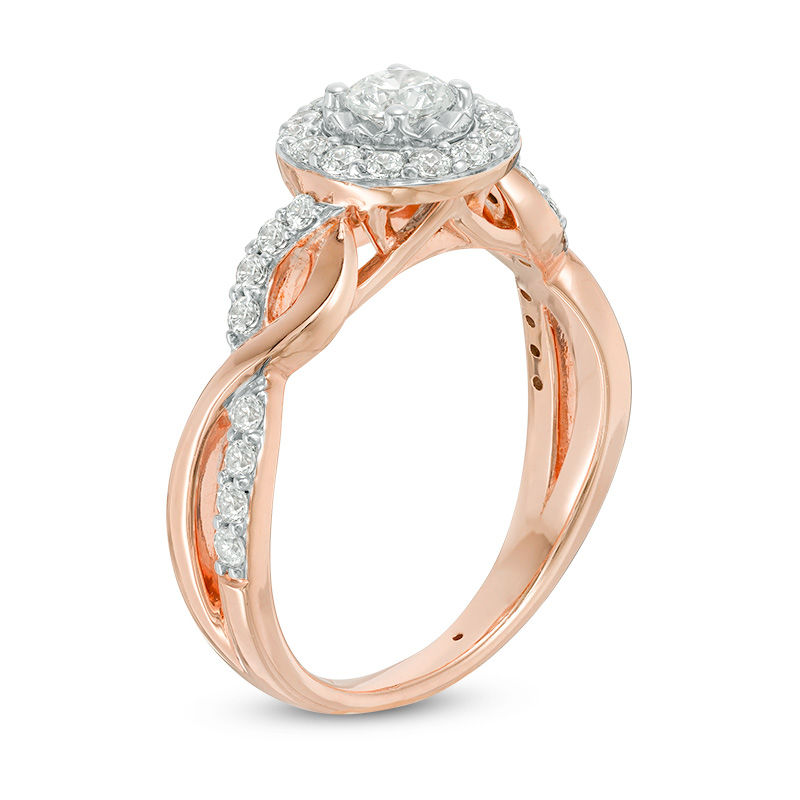 5/8 CT. T.W. Diamond Frame Twist Engagement Ring in 14K Two-Tone Gold ...