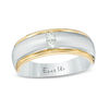 Thumbnail Image 0 of Ever Us® Men's 1/5 CT. T.W. Two Stone Square-Cut Diamond Satin Band in 14K Two-Tone Gold