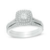 Thumbnail Image 1 of 1/2 CT. T.W. Certified Canadian Diamond Double Cushion Frame Bridal Set in 14K White Gold (I/I2)