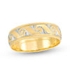 Thumbnail Image 1 of 6.0mm Diamond-Cut Swirl Milgrain Edge Comfort Fit Wedding Band in 10K Gold with White Rhodium