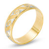 Thumbnail Image 2 of 6.0mm Diamond-Cut Swirl Milgrain Edge Comfort Fit Wedding Band in 10K Gold with White Rhodium