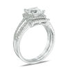 Thumbnail Image 2 of 6.0mm Princess-Cut Lab-Created White Sapphire and 1/4 CT. T.W. Diamond Frame Split Shank Bridal Set in 10K White Gold