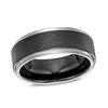 Thumbnail Image 0 of Men's 8.0mm Satin Stepped Edge Wedding Band in Two-Tone IP Tantalum - Size 10