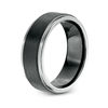 Thumbnail Image 1 of Men's 8.0mm Satin Stepped Edge Wedding Band in Two-Tone IP Tantalum - Size 10
