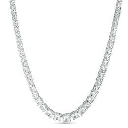 Graduated White Lab-Created Sapphire Tennis Necklace in Sterling Silver
