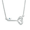 Thumbnail Image 2 of Vera Wang Love Collection 1/20 CT. T.W. Diamond and Blue Sapphire Heart-Top Key Necklace in Sterling Silver - 19&quot;