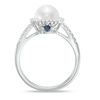 Thumbnail Image 3 of Vera Wang Love Collection Akoya Cultured Pearl and 1/8 CT. T.W. Diamond Frame Ring in 14K White Gold-Size 7