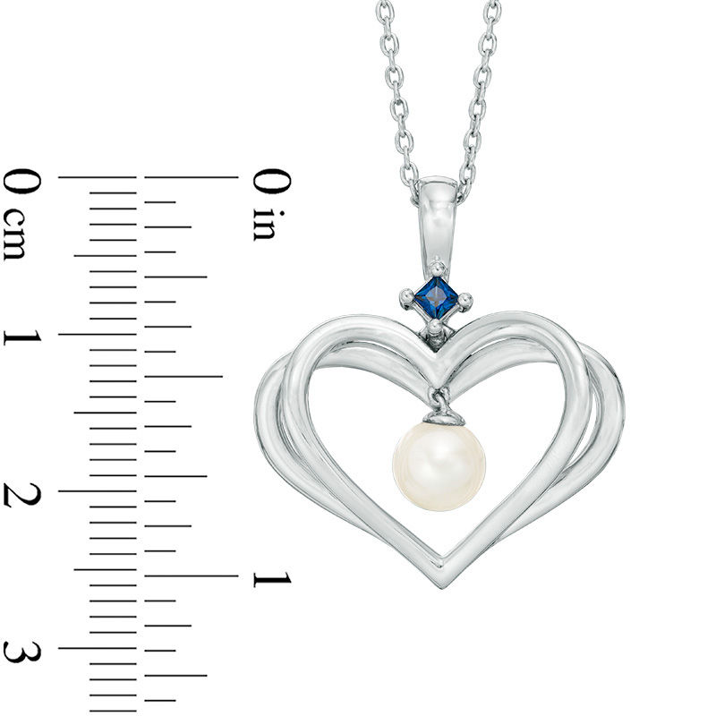 Main Image 3 of The Kindred Heart from Vera Wang Love Collection Freshwater Cultured Pearl and Sapphire Pendant in Sterling Silver