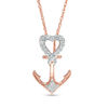 Thumbnail Image 1 of 1/10 CT. T.W. Diamond Heart-Top Anchor Pendant in 10K Rose Gold