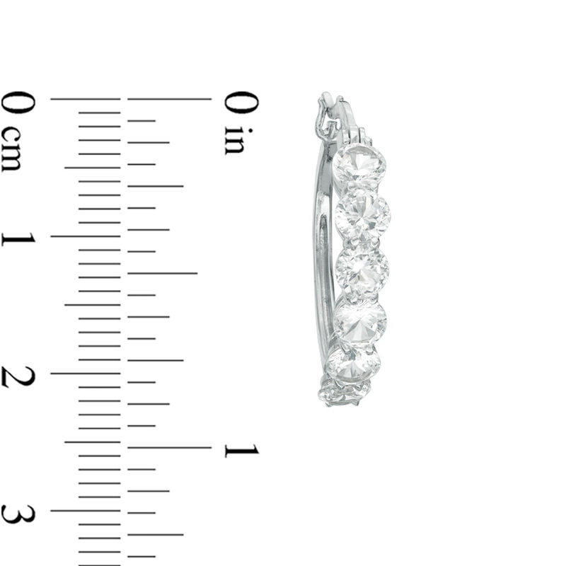 4.0mm Lab-Created White Sapphire Hoop Earrings in Sterling Silver
