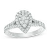 Thumbnail Image 0 of Vera Wang Love Collection 3/4 CT. T.W. Composite Diamond Pear-Shaped Frame Engagement Ring in 14K White Gold