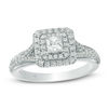 Thumbnail Image 1 of Vera Wang Love Collection 5/8 CT. T.W. Princess-Cut Diamond Double Frame Engagement Ring in 14K White Gold