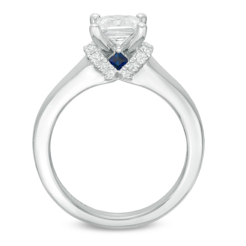 Main Image 3 of Vera Wang Love Collection 1-1/10 CT. T.W. Princess-Cut Diamond Solitaire Collar Engagement Ring in 14K White Gold