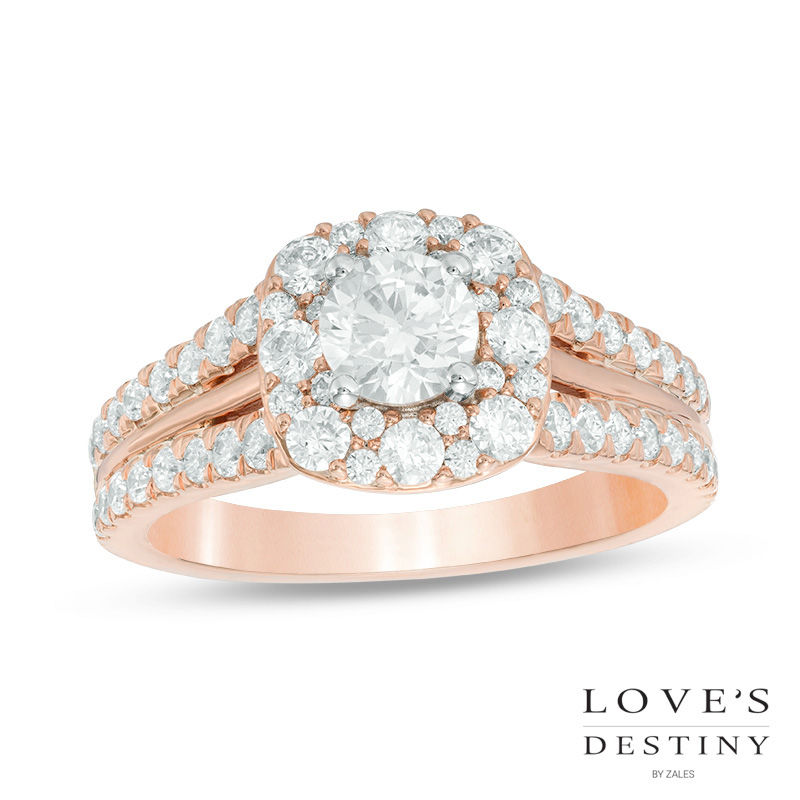 Love's Destiny by Zales 1-1/2 CT. T.W. Certified Diamond Cushion Engagement Ring in 14K Two-Tone Gold (I/SI2)
