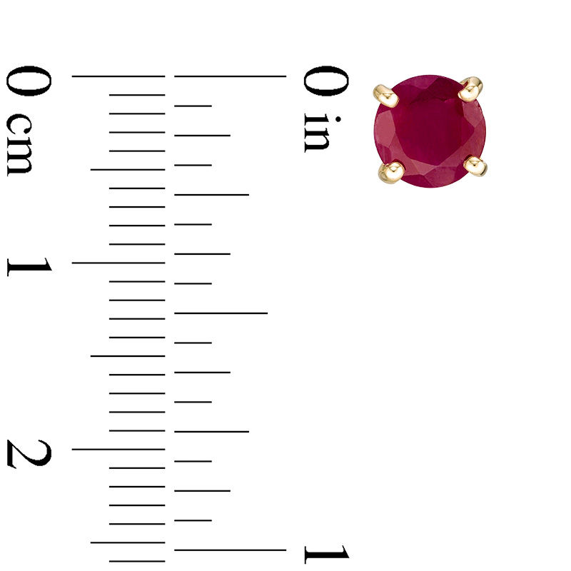 Main Image 2 of 6.0mm Ruby Solitaire Stud Earrings in 10K Gold