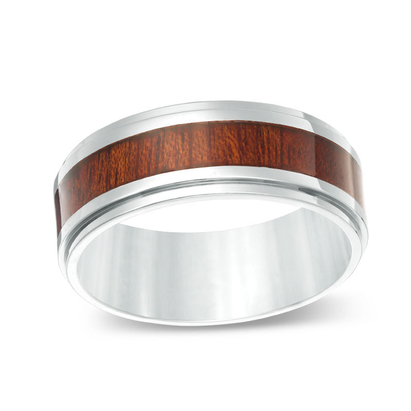 Mens wedding bands sale wood inlay