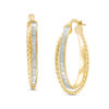 Thumbnail Image 1 of Made in Italy 21.0 x 31.0mm Glitter Enamel Rope Hoop Earrings in 14K Gold