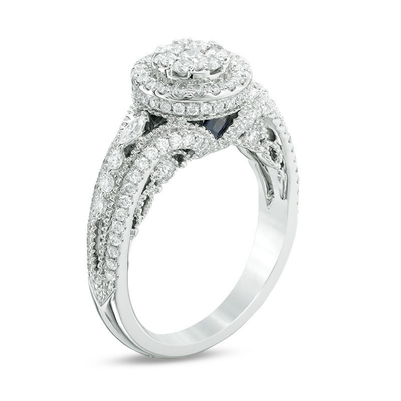 Main Image 2 of Vera Wang Love Collection 1 CT. T.W. Composite Diamond Vintage Style Split Shank Engagement Ring in 14K White Gold