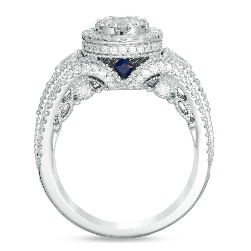 Main Image 3 of Vera Wang Love Collection 1 CT. T.W. Composite Diamond Vintage Style Split Shank Engagement Ring in 14K White Gold