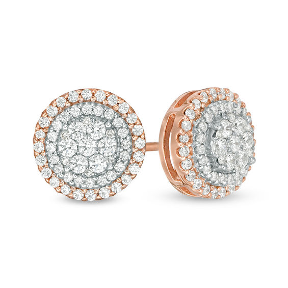 1/4 Ct. T.W. Diamond Double Frame Stud Earrings