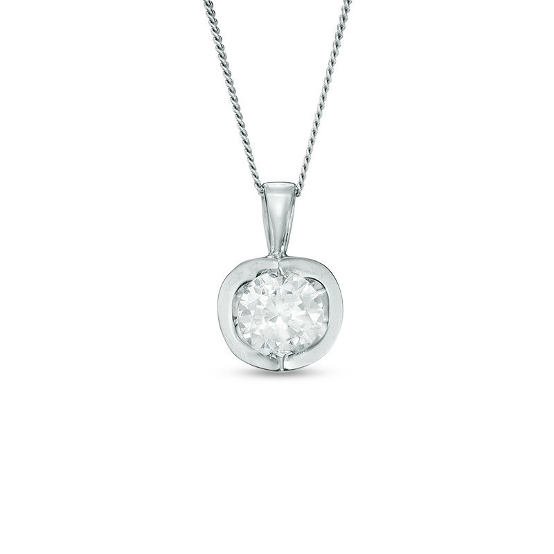 Main Image 1 of 1/3 CT. Certified Canadian Diamond Solitaire Tension Pendant in 14K White Gold (I/I2) - 17&quot;