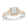 Thumbnail Image 1 of 1/2 CT. T.W. Diamond Cushion Frame Ring in 10K Two-Tone Gold