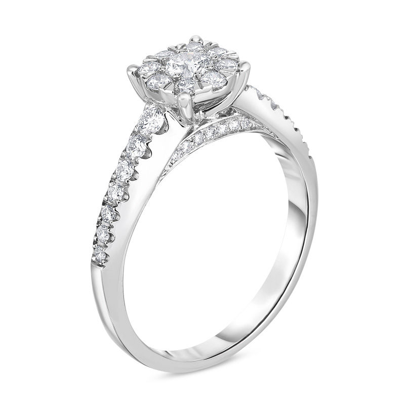 Main Image 2 of 5/8 CT. T.W. Diamond Frame Engagement Ring in 10K White Gold