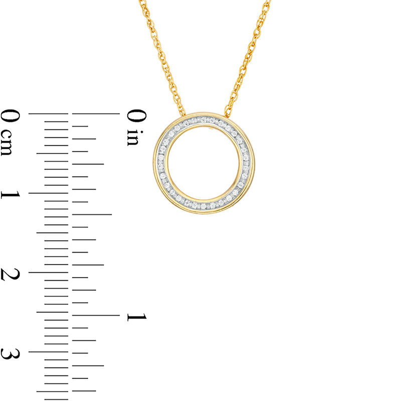 Main Image 2 of 1/20 CT. T.W. Diamond Circle Outline Pendant in 10K Gold