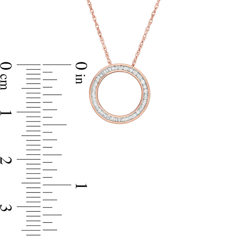 Main Image 2 of 1/20 CT. T.W. Diamond Circle Outline Pendant in 10K Rose Gold