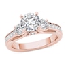 Thumbnail Image 1 of 2 CT. T.W. Diamond Three Stone Squared Edge Engagement Ring in 14K Rose Gold