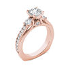 Thumbnail Image 2 of 2 CT. T.W. Diamond Three Stone Squared Edge Engagement Ring in 14K Rose Gold