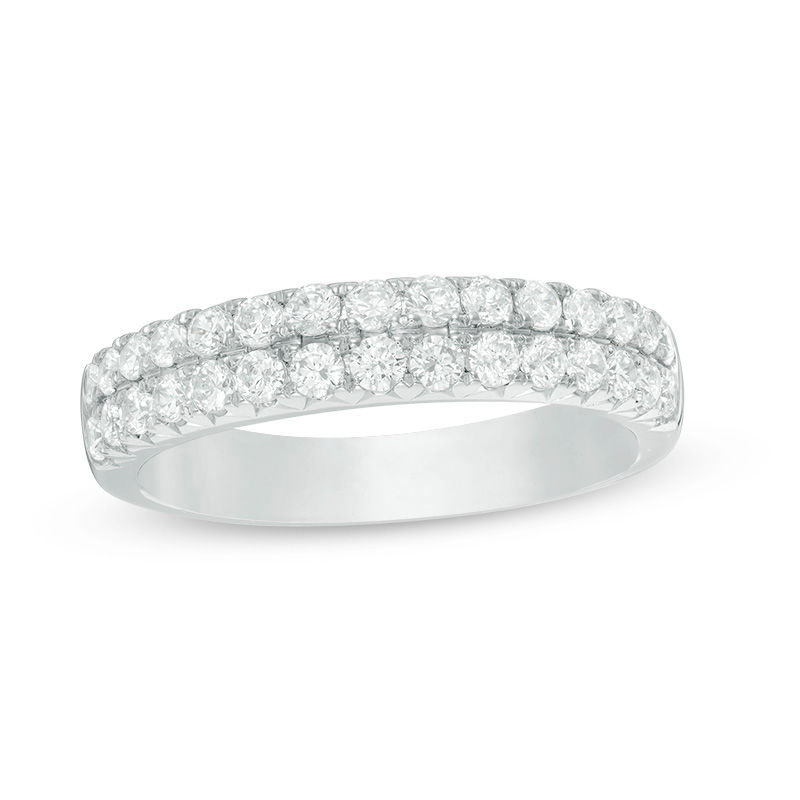 Main Image 1 of 3/4 CT. T.W. Diamond Double Row Anniversary Band in 14K White Gold