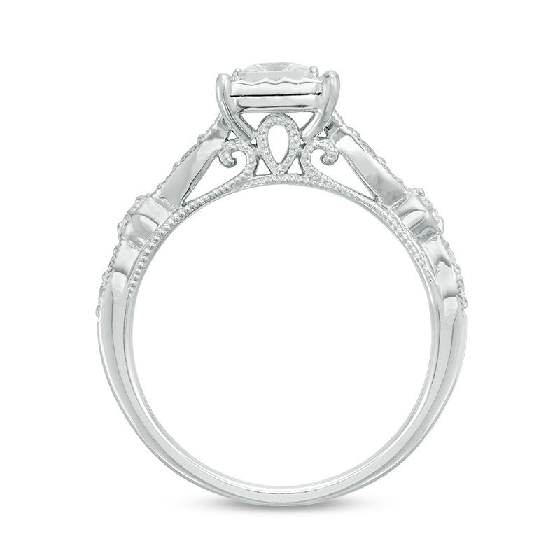 1 CT. T.W. Princess-Cut Diamond Vintage-Style Bridal Set in 14K White ...