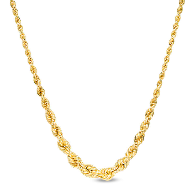 Main Image 1 of Graduated Rope Chain Necklace in 10K Gold