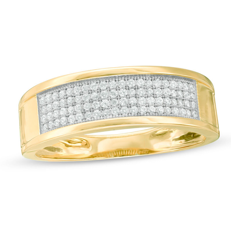 Main Image 1 of Men's 1/4 CT. T.W. Diamond Wedding Band in 10K Gold