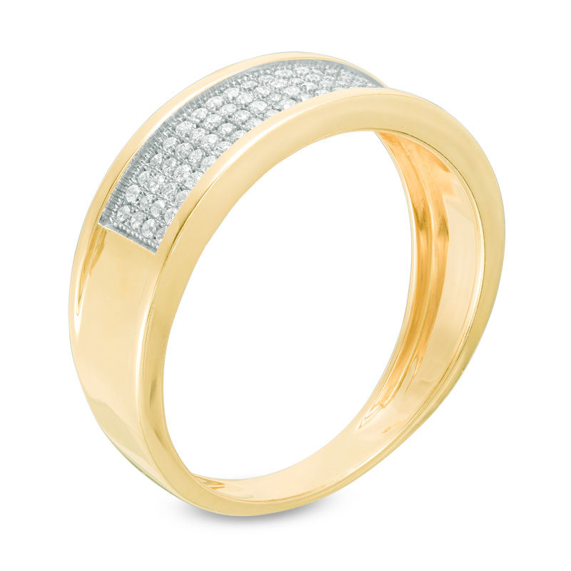 Main Image 2 of Men's 1/4 CT. T.W. Diamond Wedding Band in 10K Gold