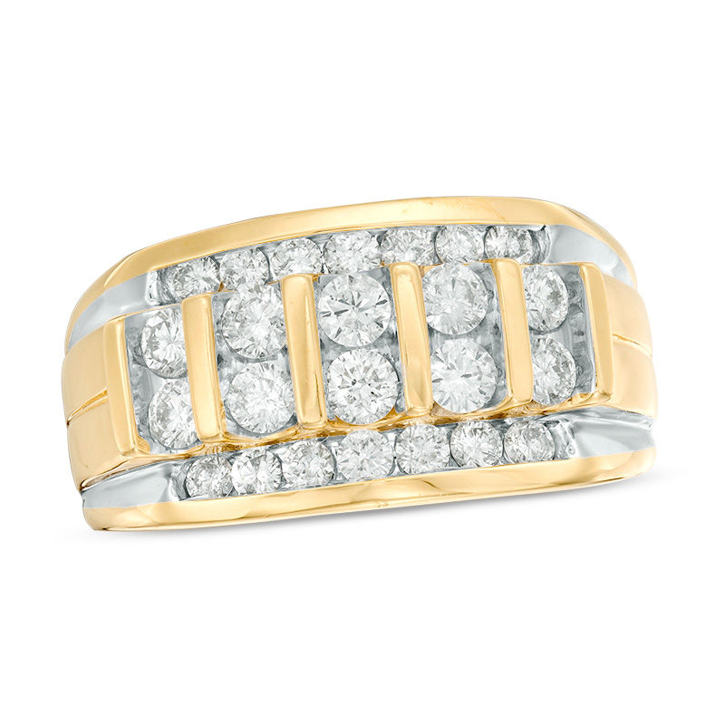 Men's 1-1/2 CT. T.W. Diamond Vertical Multi-Row Ring in 14K Gold ...