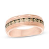 Thumbnail Image 1 of Men's 1 CT. T.W. Champagne Diamond Milgrain-Edge Wedding Band in 10K Rose Gold