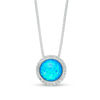 Thumbnail Image 0 of 12.0mm Lab-Created Blue Opal, Green Opal and White Sapphire Frame Reversible Bolo Necklace in Sterling Silver - 26"