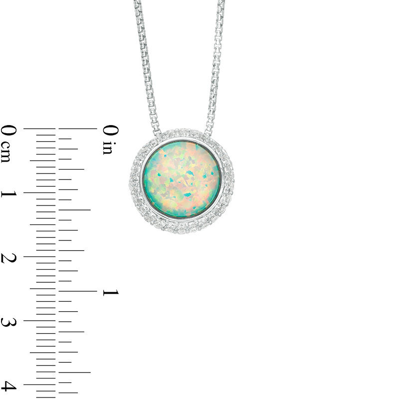 12.0mm Lab-Created Blue Opal, Green Opal and White Sapphire Frame Reversible Bolo Necklace in Sterling Silver - 26"