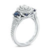 Thumbnail Image 2 of Vera Wang Love Collection 3/4 CT. T.W. Oval Diamond and Blue Sapphire Three Stone Ring in 14K White Gold