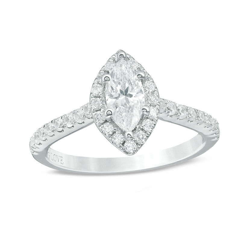 Vera Wang Love Collection 1 CT. T.W. Marquise Diamond Frame Engagement ...